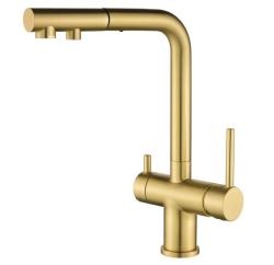 Ausmann Ellington 3-Wege Küchenarmatur mit Ausziehbarem Auslauf und Gefiltertem Wasser – Gold – 1208970498
