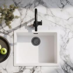 Weiße Spüle 50x40 cm Unterbau, Aufbau und Flacheinbau mit Gun Metal Stöpsel 1208970529