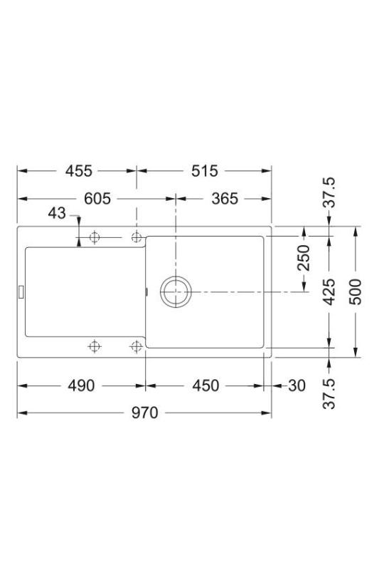Franke Maris MRG 611-97 Fragranite Matt Schwarz Spüle 97 x 50 cm Aufbau mit Abtropffläche 114.0628.967