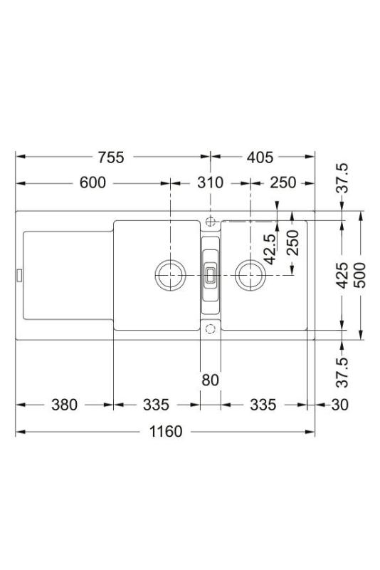 Franke Maris MRG 621 Fragranite Matt Schwarz Doppel Spüle 116 x 50 cm Aufbau mit Abtropfteil 114.0628.970