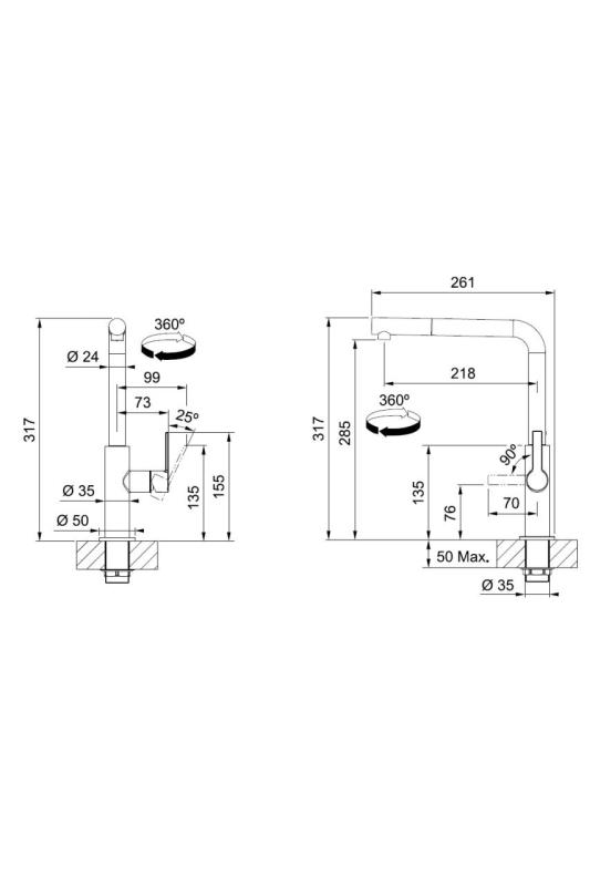 Franke Maris Slim L Küchenarmatur Chrom mit Ausziehbarer Auslauf 115.0728.393