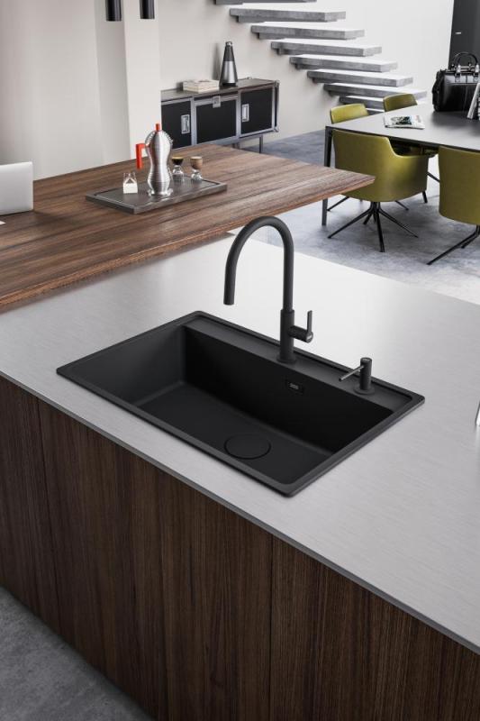 Franke Maris Slim J Küchenarmatur Schwarz mit Ausziehbarem Auslauf 115.0728.389