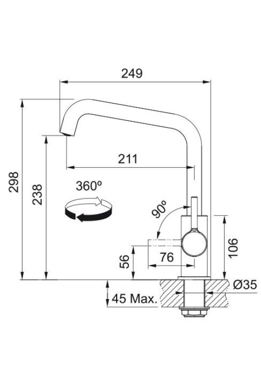 Franke Lina U Küchenarmatur Schwenkauslauf Schwarz 115.0728.474