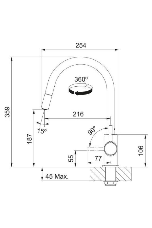 Franke Lina Küchenmischbatterie Chrom mit Ausziehbarer Handbrause 115.0693.229
