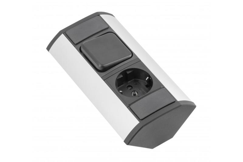 MINI-Eckverlängerung mit Schalter und Schuko-Steckdose 230 V, 16 A