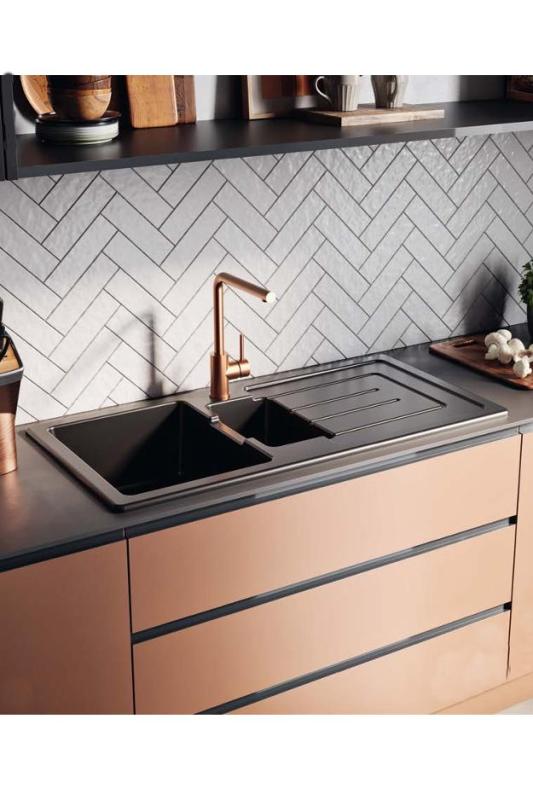 Ausmann Ceramic Sylva 1,5 Keramische Schwarze matte Spüle mit Abtropffläche 1000 x 500 mm 1208971127