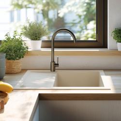 Ausmann Ceramic Sylva Keramischer Weißer Spülbecken mit Abtropffläche 857 x 500 mm 1208971128