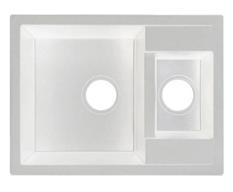 GraniteMy Smart extra flacher 1,5 Granit-Aufbau weißes Spülbecken 58x44cm mit Kupfer-Stecker 1208970052