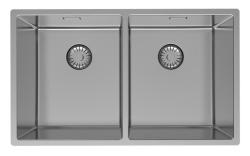 Pure.Sink Prestige Doppelte Edelstahl Spüle 70x40 cm 10mm Radius Unterbau, Flachbau und Aufbau PPG343440-02