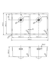 Pure.Sink Prestige Doppelte Edelstahl Spüle 70x40 cm 10mm Radius Unterbau, Flachbau und Aufbau PPG343440-02