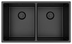 Pure.Sink Prestige Doppelte Gun Metal Spüle 70x40 cm 10mm Radius Unterbau, Flachbau und Aufbau PPG343440-61