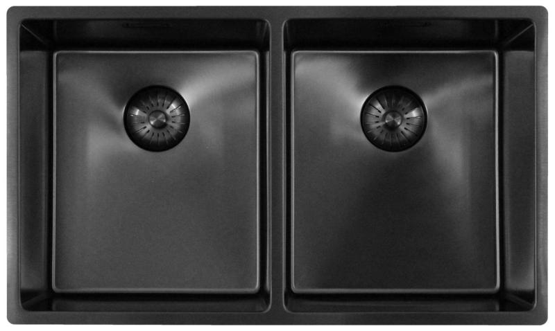 Pure.Sink Prestige Doppelte Gun Metal Spüle 70x40 cm 10mm Radius Unterbau, Flachbau und Aufbau PPG343440-61