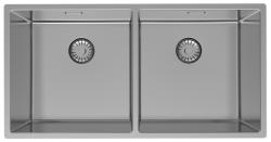 Pure.Sink Prestige Doppelte Edelstahlspüle 82x40 cm 10mm Radius Unterbau, Flachbau und Aufbau PPG404040-02