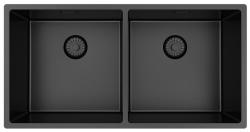 Pure.Sink Prestige Doppelte Gun Metal Spüle 82x40 cm 10mm Radius Unterbau, Flachbau und Aufbau PPG404040-61