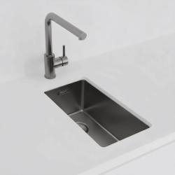 Pure.Sink Exclusivo Gun Metal kleines Spülbecken 18x40 cm 10mm Radius Unterbau, flächenbündig und Aufbau PEX1840-61