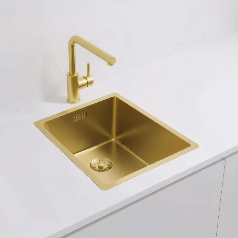 Pure.Sink Exclusivo Goldene Spüle 34x40 cm 10mm Radius Unterbau, Flachbau und Aufbau PEX3440-60