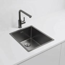 Pure.Sink Exclusivo Gun Metal Spüle 34x40 cm 10mm Radius Unterbau, Flächenbündig und Aufbau PEX3440-61