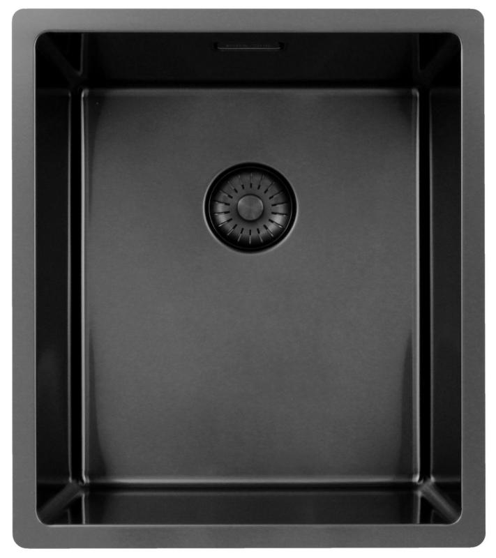 Pure.Sink Exclusivo Gun Metal Spüle 34x40 cm 10mm Radius Unterbau, Flächenbündig und Aufbau PEX3440-61