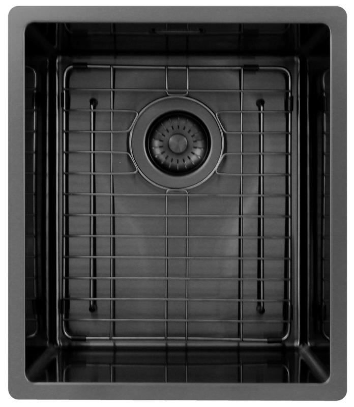 Pure.Sink Exclusivo Gun Metal Spüle 34x40 cm 10mm Radius Unterbau, Flächenbündig und Aufbau PEX3440-61