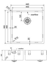 Pure.Sink Exklusiv Edelstahl Spüle 40x40 cm 10mm Radius Unterbau, Flächenbündig und Aufbau PEX4040-02