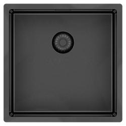 Pure.Sink Exclusivo Gun Metal Spüle 40x40 cm 10mm Radius Unterbau, Flächenbündige und Aufbau PEX4040-61