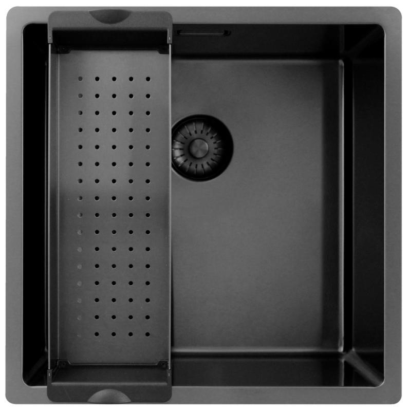 Pure.Sink Exclusivo Gun Metal Spüle 40x40 cm 10mm Radius Unterbau, Flächenbündige und Aufbau PEX4040-61