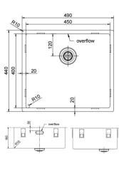 Pure.Sink Exclusivo Edelstahlspüle 45x40 cm 10mm Radius Unterbau, Flächenbündiger Einbau und Aufbau PEX4540-02