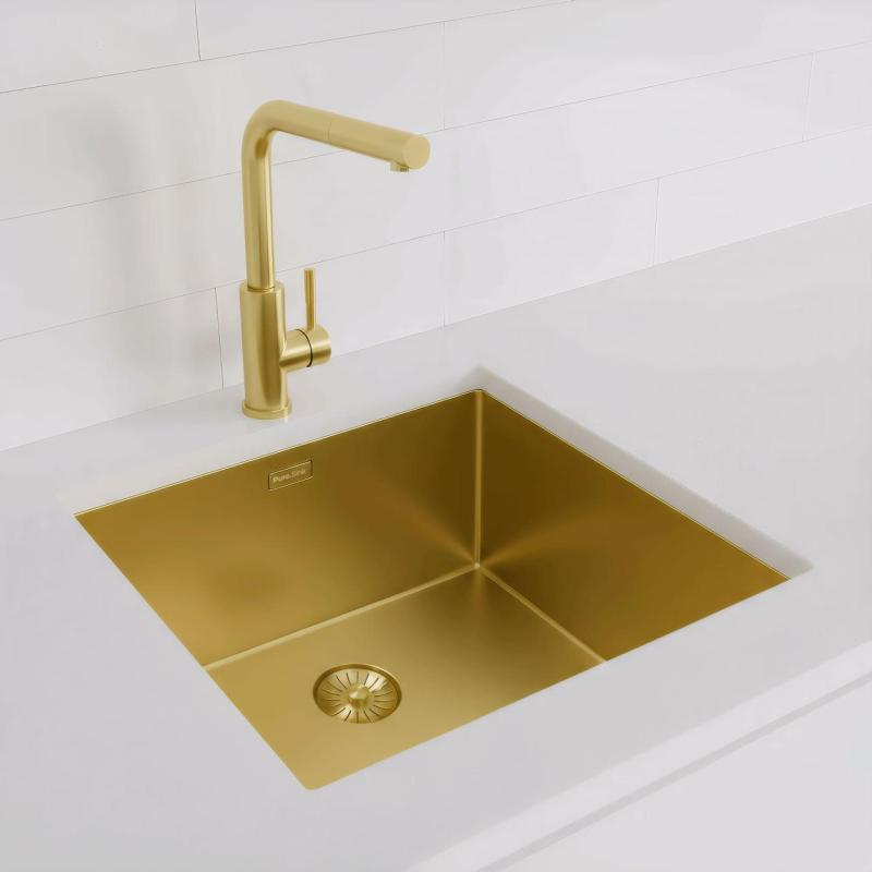 Pure.Sink Exclusivo Goldene Spüle 45x40 cm 10mm Radius Unterbau, Flachbau und Aufbau PEX4540-60