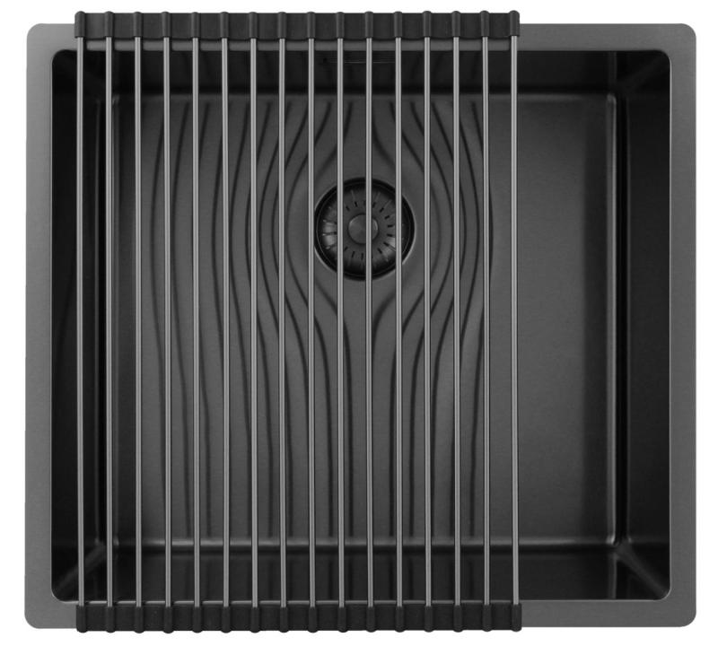 Pure.Sink Exclusivo Gun Metal Spüle 45x40 cm 10mm Radius Unterbau, Flächenbündige und Aufbau PEX4540-61