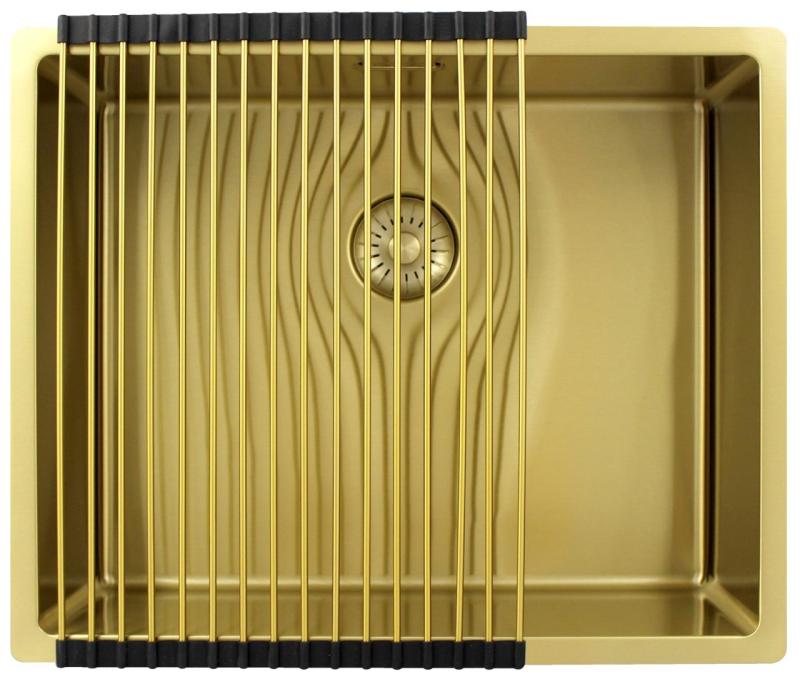 Pure.Sink Exclusivo Goldene Spüle 50x40 cm 10mm Radius Unterbau, Flächenbündig und Aufbau PEX5040-60