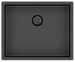 Pure.Sink Exclusivo Gun Metal Spüle 50x40 cm 10mm Radius Unterbau, Flächenbündiger Einbau und Aufbau PEX5040-61