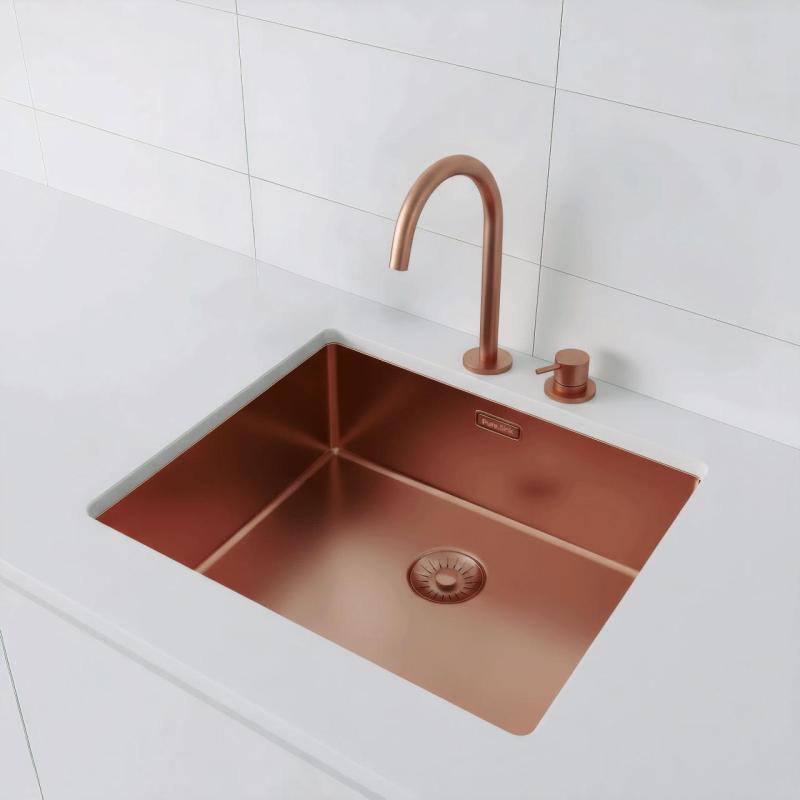 Pure.Sink Exclusivo Kupfer Spülbecken 50x40 cm 10mm Radius Unterbau, Flächenbündig und Aufbau PEX5040-62