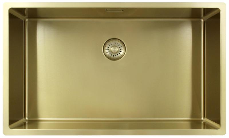 Pure.Sink Exclusivo großer goldener Spülbecken 70x40 cm 10mm Radius Unterbau, flächenbündiger Einbau und Aufbau PEX7040-60