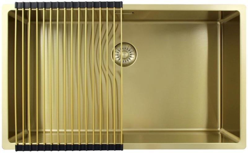 Pure.Sink Exclusivo großer goldener Spülbecken 70x40 cm 10mm Radius Unterbau, flächenbündiger Einbau und Aufbau PEX7040-60