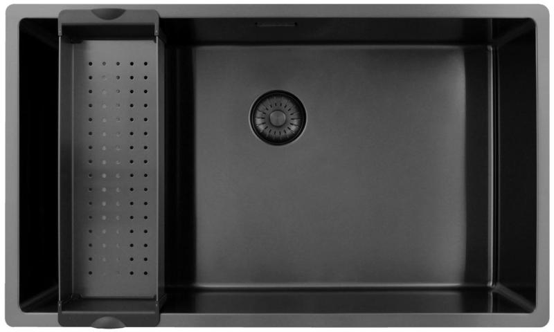 Pure.Sink Exclusivo großer Gun-Metal-Spülbecken 70x40 cm 10mm Radius Unterbau, Flach Einbau und Aufbau PEX7040-61