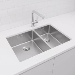 Pure.Sink Exclusivo Edelstahl 1,5 eineinhalb Spüle 34+18 cm 10mm Radius PEX341840-02