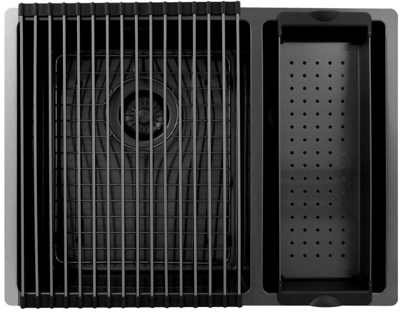 Pure.Sink Exclusivo Gun Metal 1,5 anderthalb Spüle 34+18 cm 10mm Radius PEX341840-61