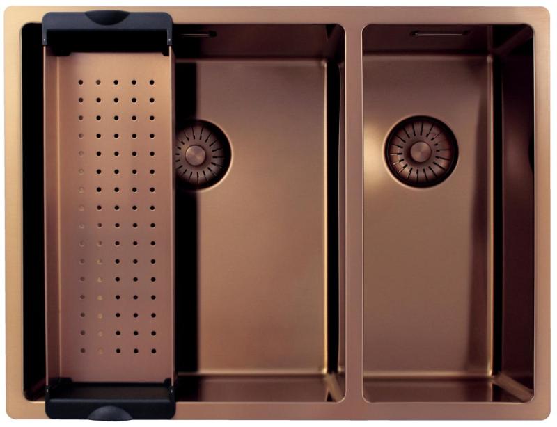 Pure.Sink Exclusivo Kupfer 1,5 anderthalb Spülbecken 34+18 cm 10mm Radius PEX341840-62