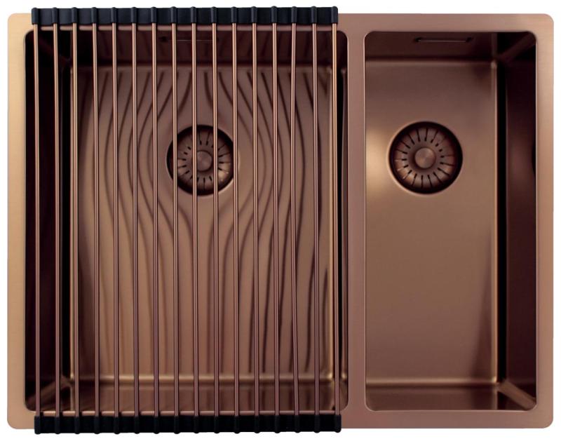 Pure.Sink Exclusivo Kupfer 1,5 anderthalb Spülbecken 34+18 cm 10mm Radius PEX341840-62