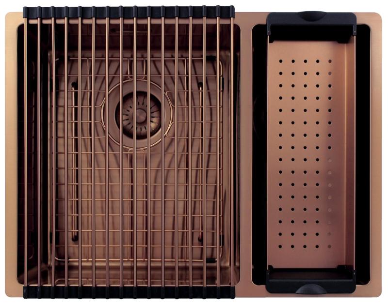 Pure.Sink Exclusivo Kupfer 1,5 anderthalb Spülbecken 34+18 cm 10mm Radius PEX341840-62