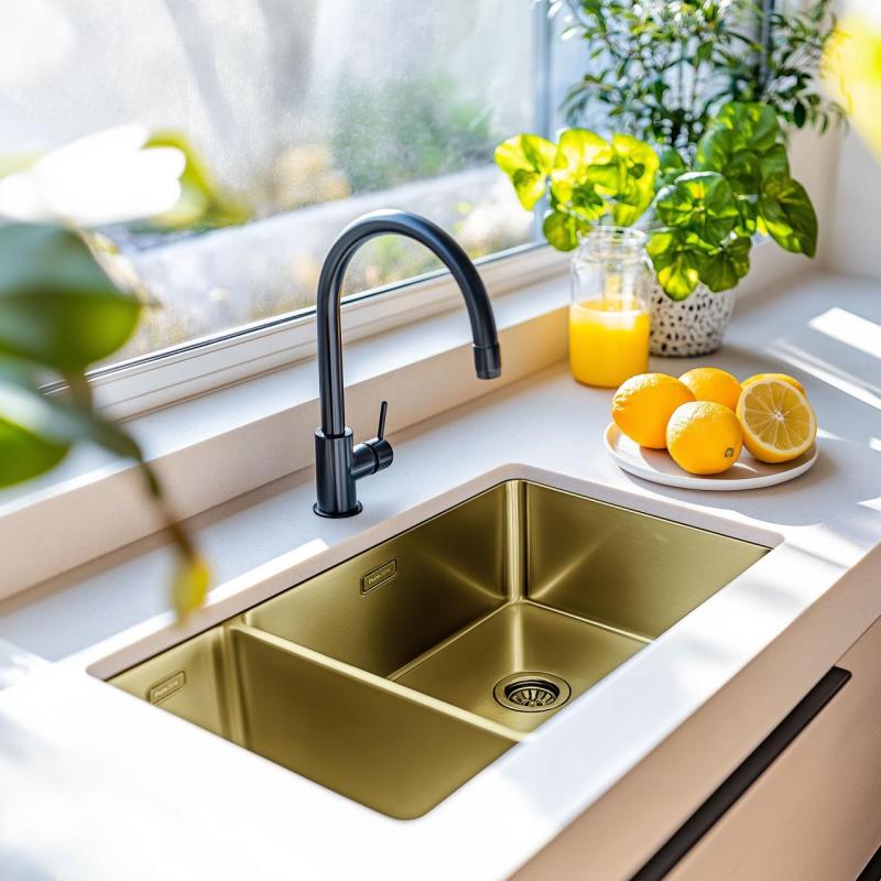 Pure.Sink Exclusivo Goldene 1,5 anderthalb Spüle 18+34 cm 10mm Radius PEX183440-60