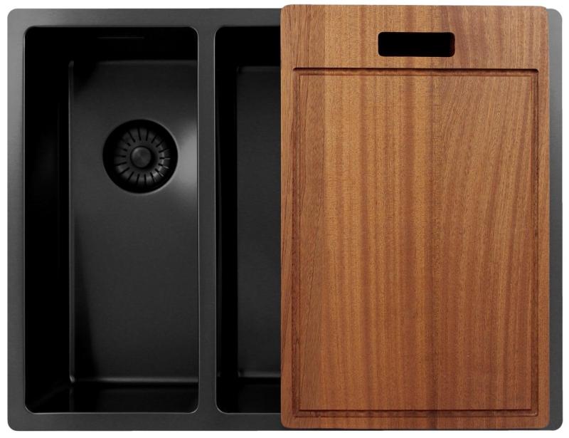 Pure.Sink Exclusivo Gun Metal 1,5 anderthalb Spülbecken 18+34 cm 10mm Radius PEX183440-61