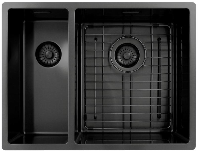 Pure.Sink Exclusivo Gun Metal 1,5 anderthalb Spülbecken 18+34 cm 10mm Radius PEX183440-61