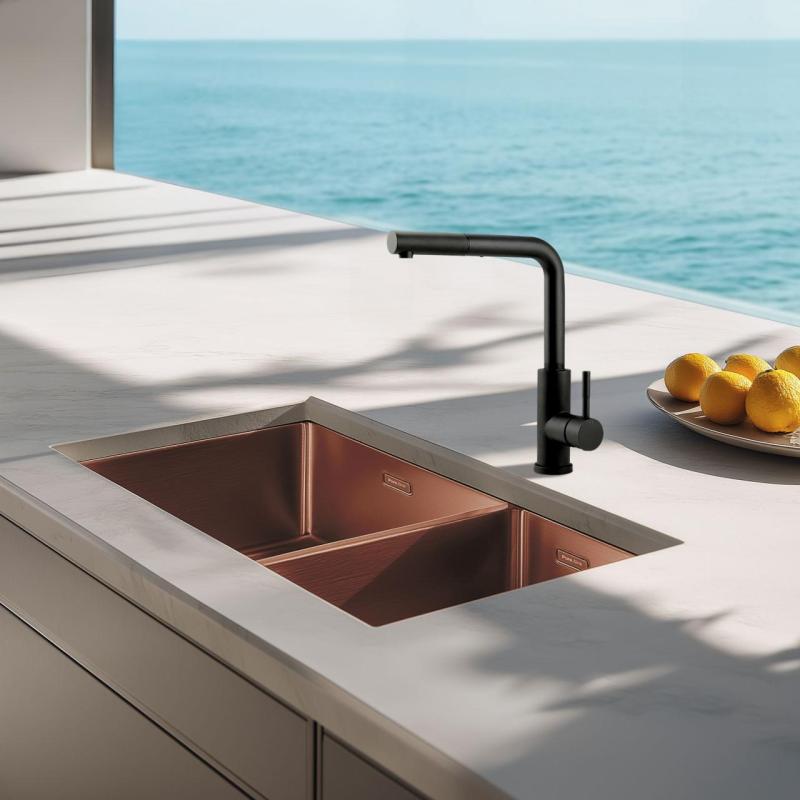 Pure.Sink Exclusivo Kupfer 1,5 anderthalb Spülbecken 18+34cm 10mm Radius PEX183440-62