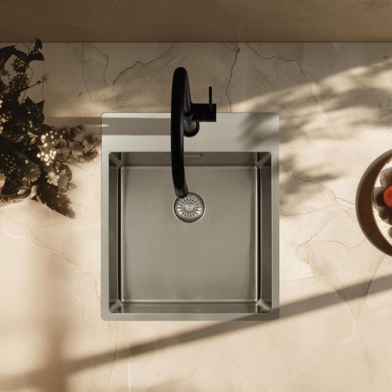 Pure.Sink Exclusivo RVS Spüle 44x52 cm Tapwing mit Lochbank für Wasserhahn 10mm Radius PEX4040T-02