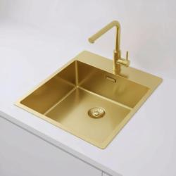 Pure.Sink Exclusivo Goldene Spüle 44x52 cm Tapwing mit Hahnlochbank 10mm Radius PEX4040T-60