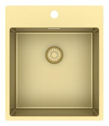 Pure.Sink Exclusivo Goldene Spüle 44x52 cm Tapwing mit Hahnlochbank 10mm Radius PEX4040T-60