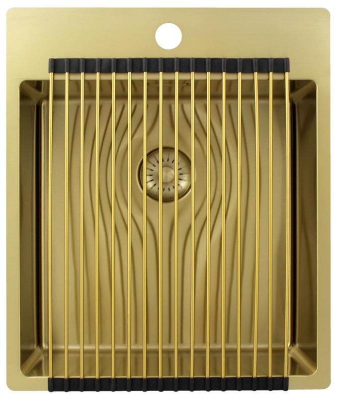 Pure.Sink Exclusivo Goldene Spüle 44x52 cm Tapwing mit Hahnlochbank 10mm Radius PEX4040T-60