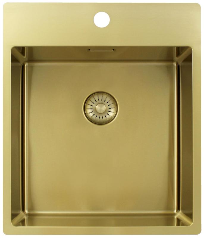 Pure.Sink Exclusivo Goldene Spüle 44x52 cm Tapwing mit Hahnlochbank 10mm Radius PEX4040T-60