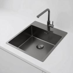 Pure.Sink Exclusivo Gun Metal Spülbecken 44x52 cm Tapwing mit Lochbank 10mm Radius PEX4040T-61